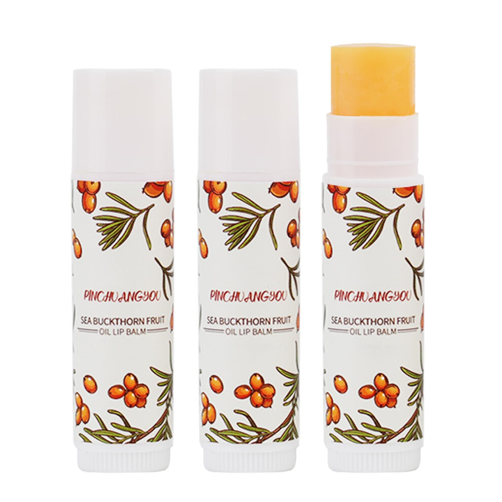 Pack of 3 Unscented Moisturizing Lip Balm with Sea Buckthorn, Buttery Smooth for Dry Chapped Lips
