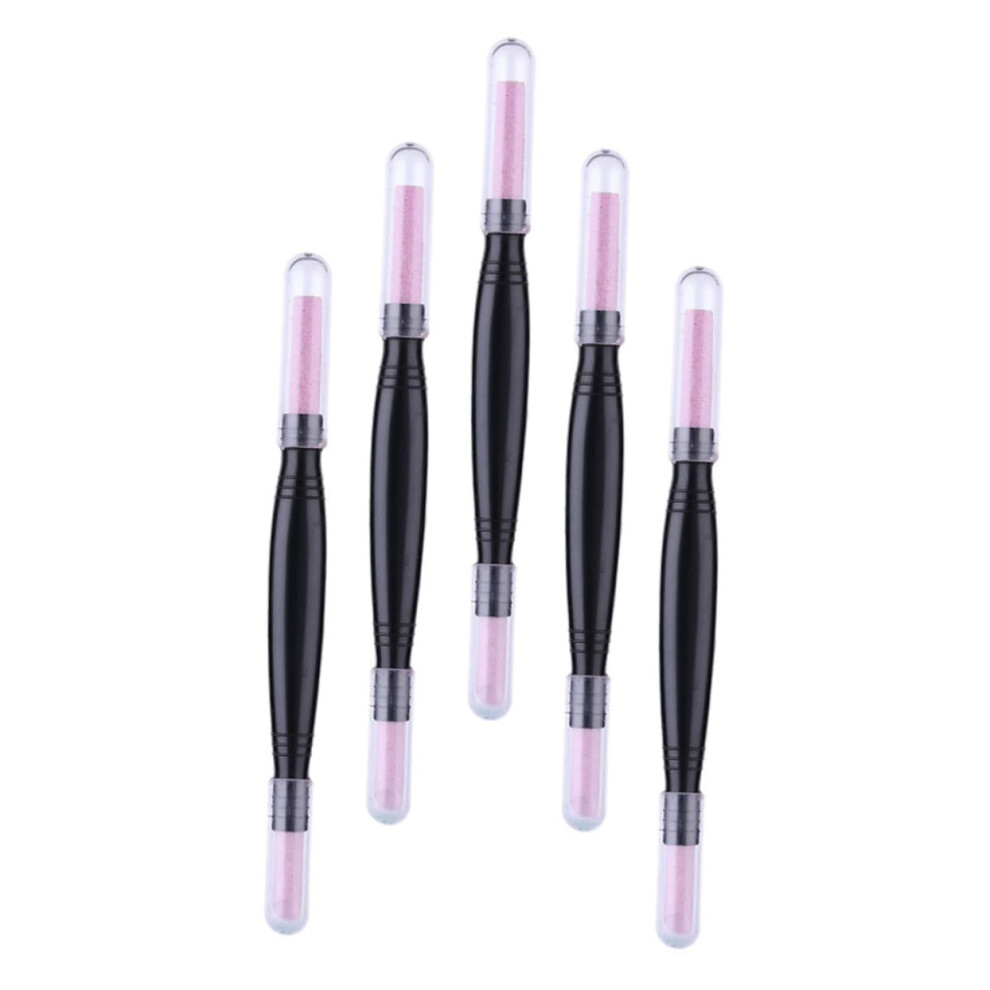 5pcs DoubleHeaded Pumice Cuticle Remover Nail File and Buffer for Safe Pedicure and Manicure