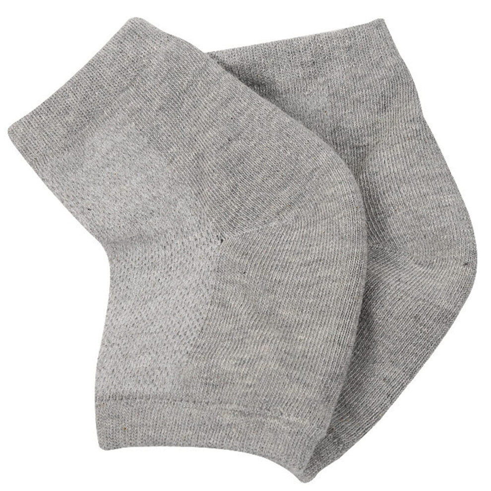 Gray Cracked Heel Socks With Moisture Lock Gel Heel, Toeless Breathable Reusable Heel Protectors