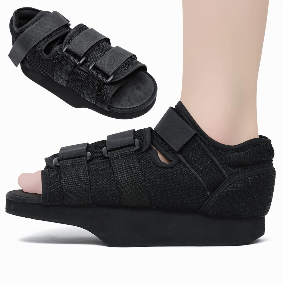 Postoperative Shoe with Adjustable Fit Straps for Broken Toe and Bunion Surgery Recovery (L)