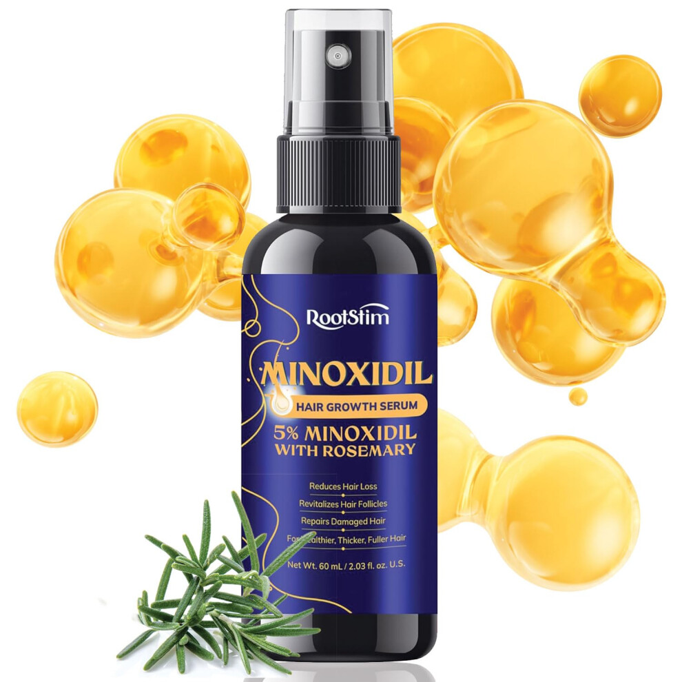 5% Minoxidil Hair Growth Serum with Rosemary for Hair Loss Treatment and Thicker Hair 2 FL OZ