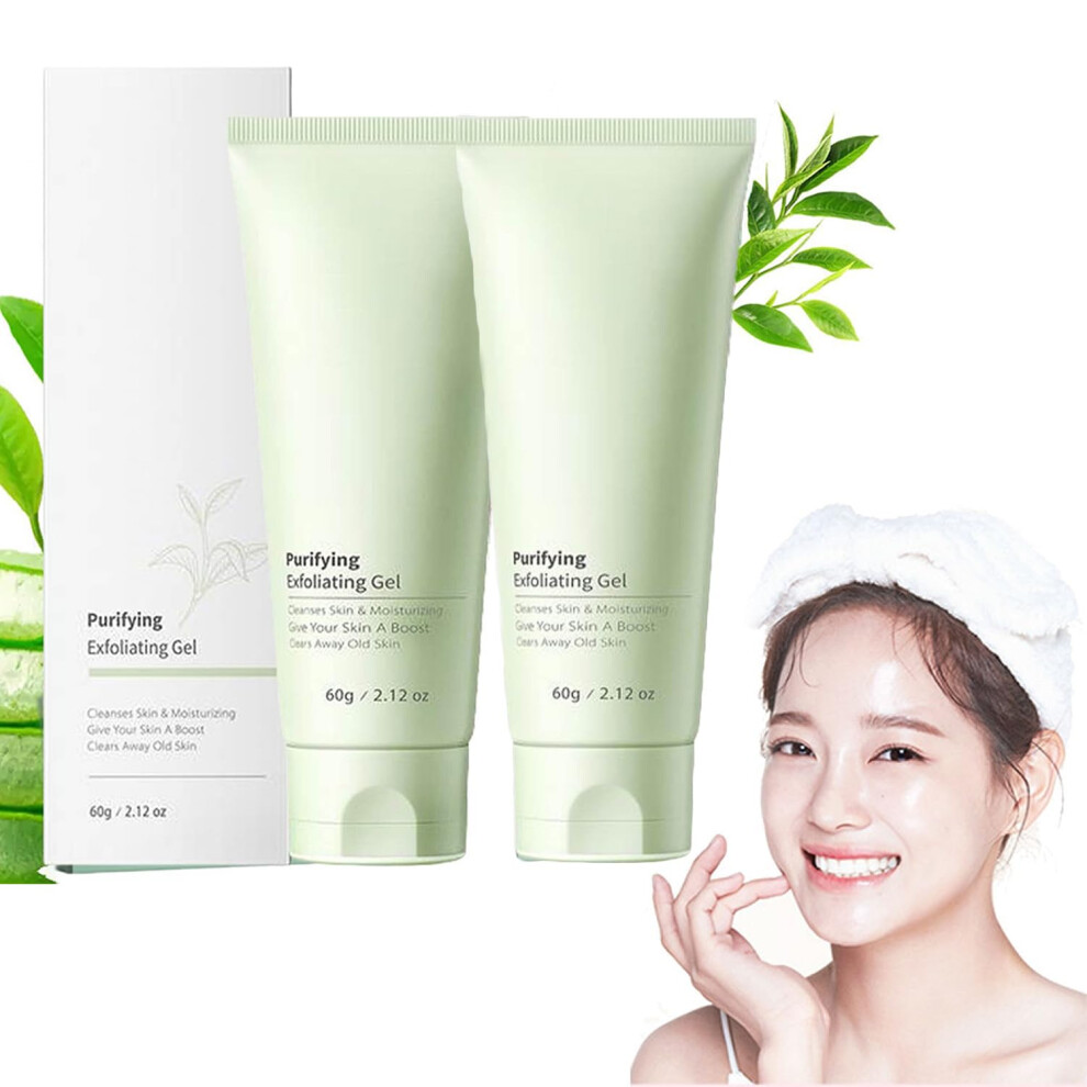 Green Face Exfoliating Gel With Tea Hydration, Gentle Scrub For Face And Body, Korean Skincare 2Pc