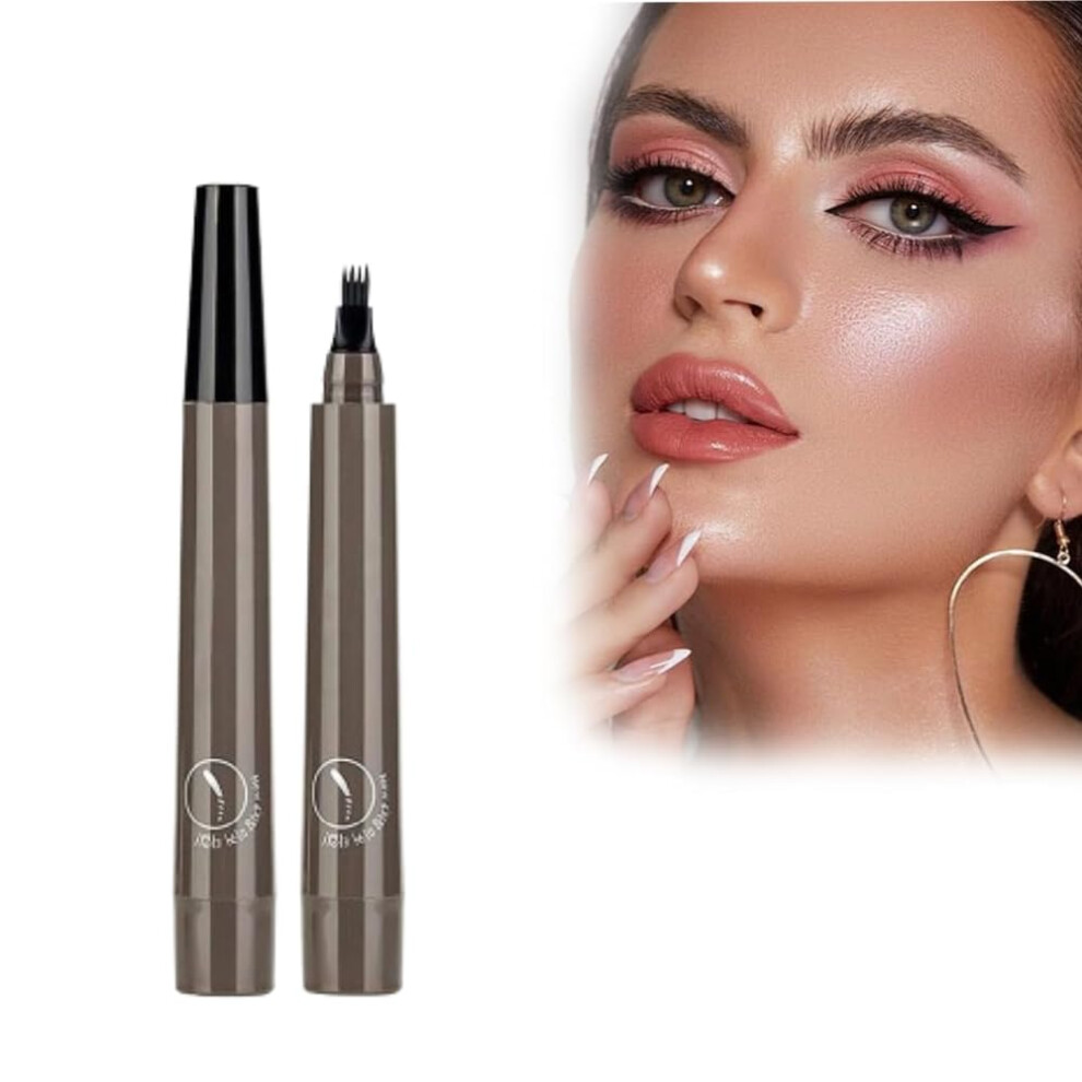 Microblading Eyebrow Pencil Waterproof 4 Fork Tip Pen Gray Brown Creates Natural HairLike Strokes