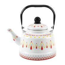 Tea Kettle 2.5L White Enamel on Steel Quick Boil Induction Compatible Retro Teapot