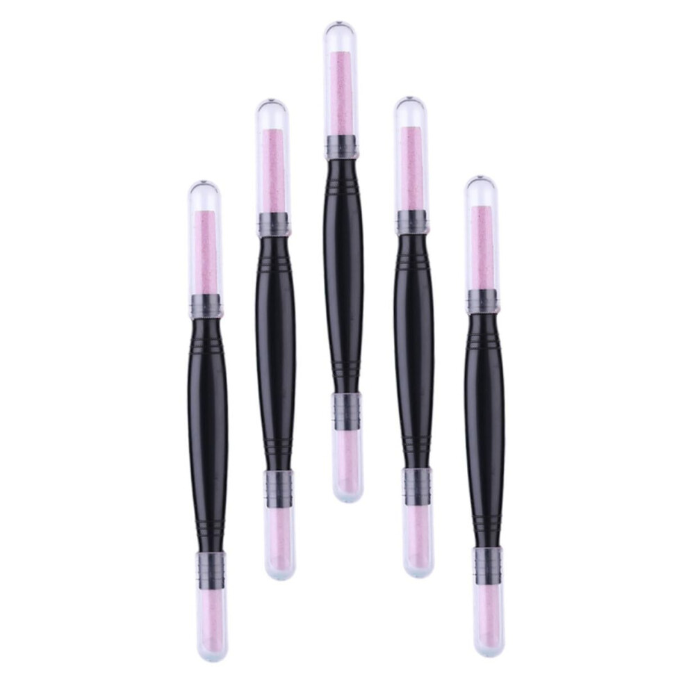 5pcs DoubleHeaded Nail Buffer Pen and Cuticle Remover Tool with Durable Pumice Tip for Natural Nails