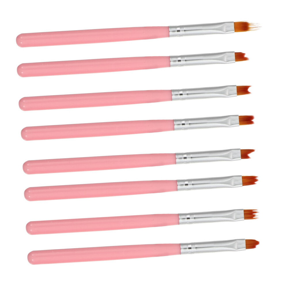 Pink 8Pcs Nail Art Brush Set And Painting Pens For Builder Gel With Precise Control And Gel Shaping