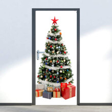3D Door Art Wallpaper Waterproof PVC SelfAdhesive Removable Door Mural Decals 30.3 X 78.7 Inches Christmas Tree Gift Box