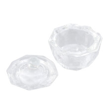 Crystal Nail Dappen Dish with SpillReducing Lid, Octagonal Liquid Cup for Manicure and Nail Art