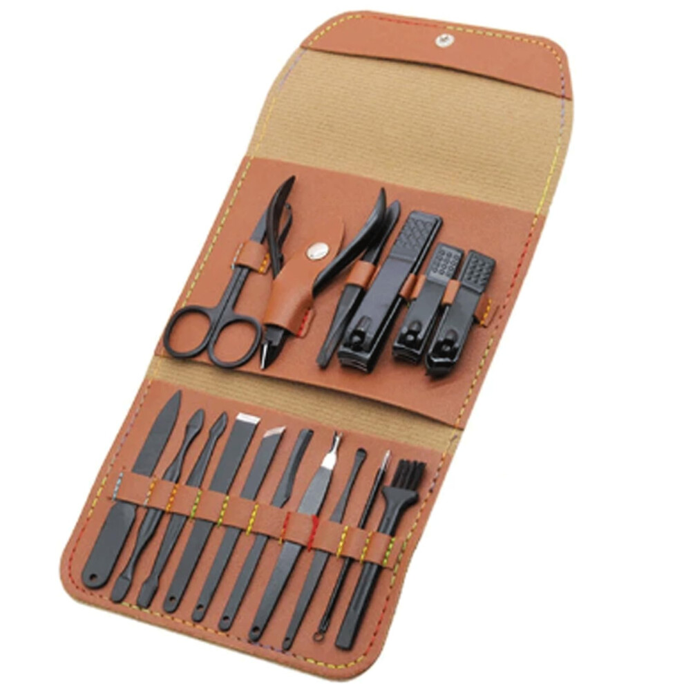 16 Pcs Stainless Steel Manicure Pedicure Set with Precision Nail Clippers and Compact Travel Case