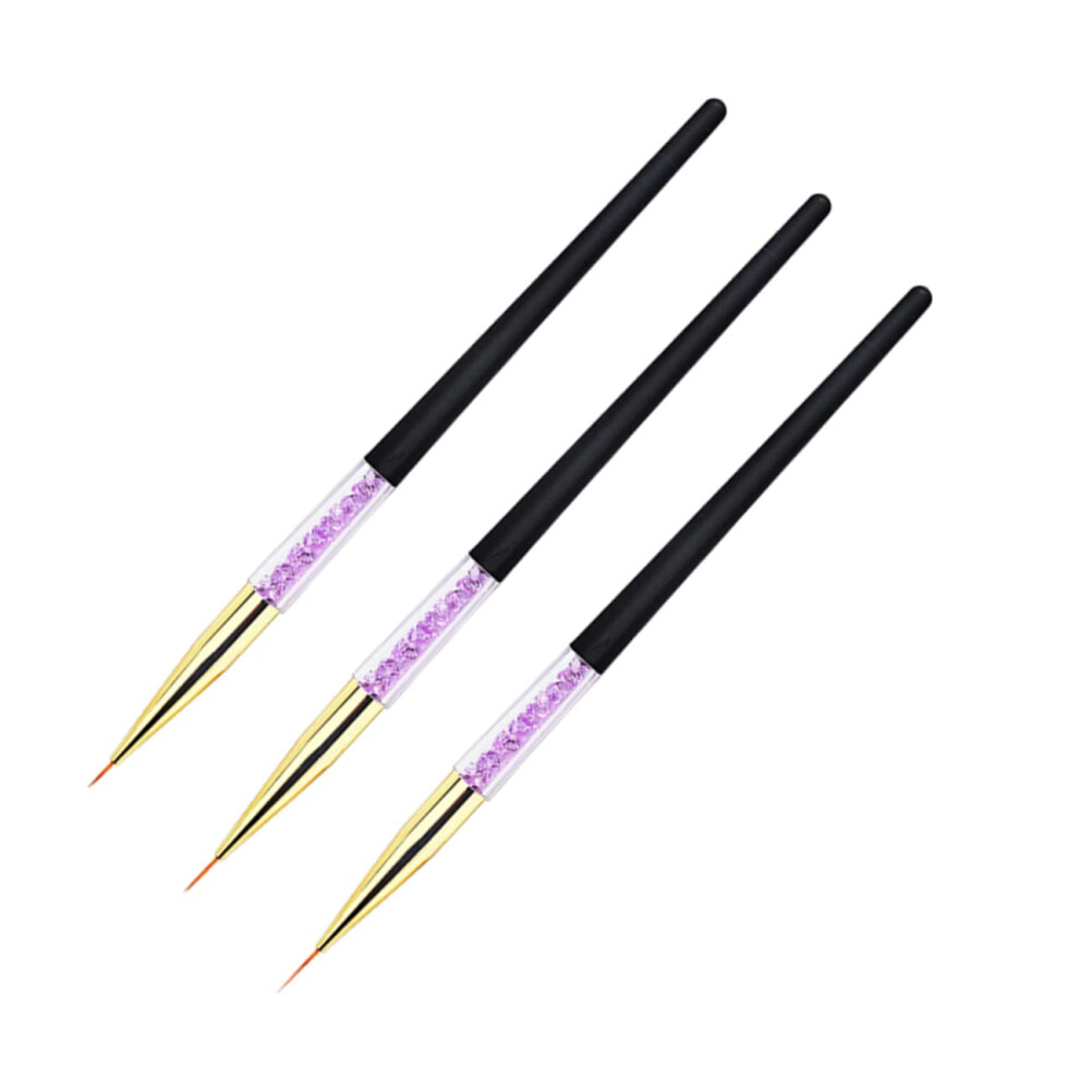 3pcs Nail Art Brush Set with Long Handle for Precise Gel Nail Painting and Fine Detail