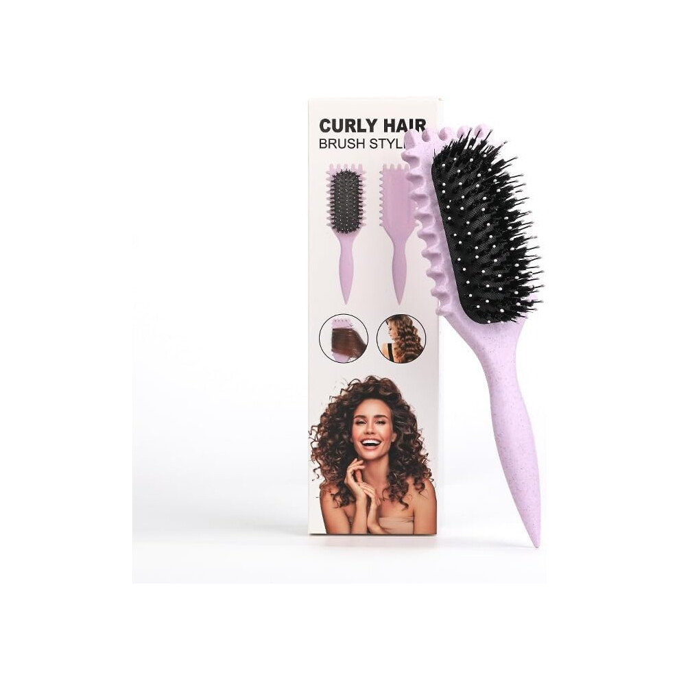 Curly Hair Brush with Gentle Detangling and Frizz Reduction, Ergonomic Handle Curl Defining Brush