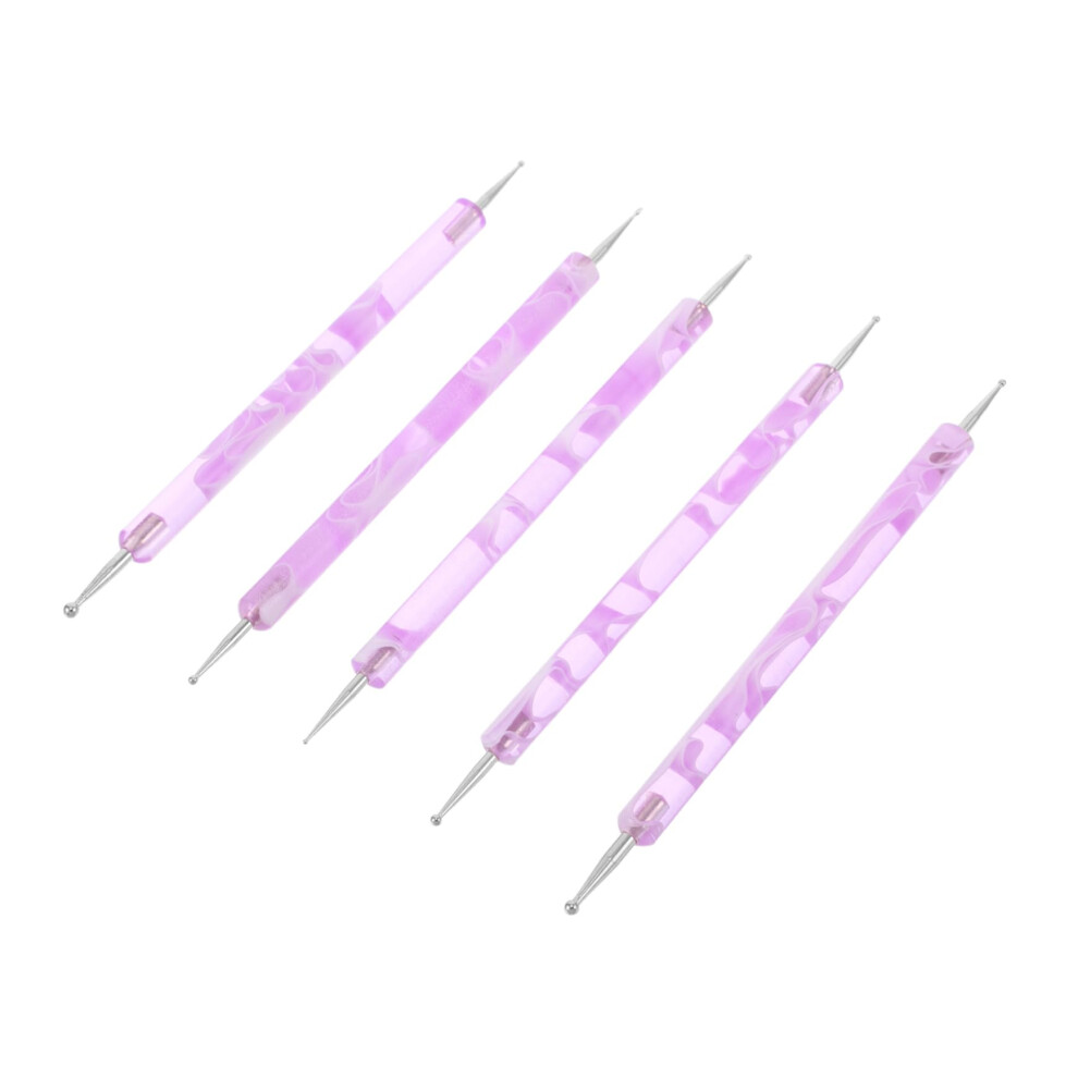5pcs Double Ended Nail Art Dotting Tools Set for Precision Designs and Rhinestone Placement