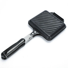 Sandwich Maker with Nonstick DoubleSided Grill Pan, Cast Iron Flip Press for Pancakes Steak Toast