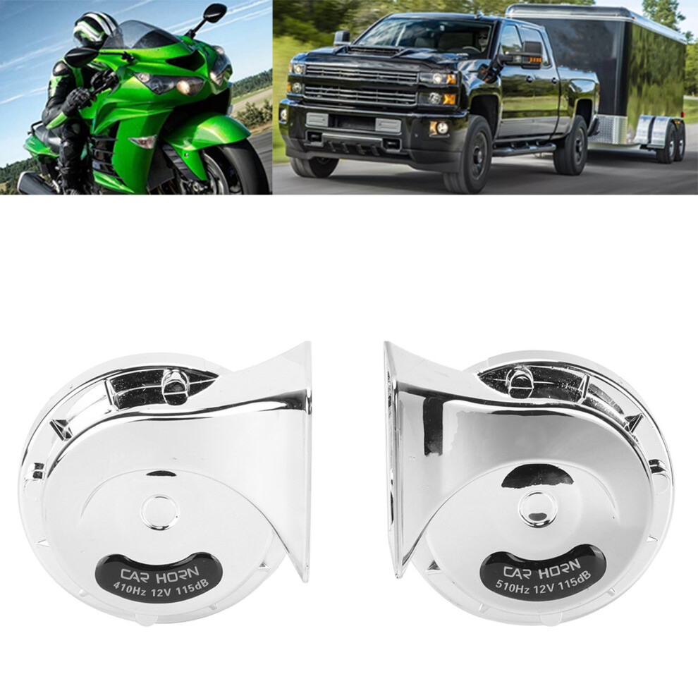 12V Car Horn Set 510Hz 115Db For Trucks Rvs Motorbikes & Atvs Silver 8411382450529