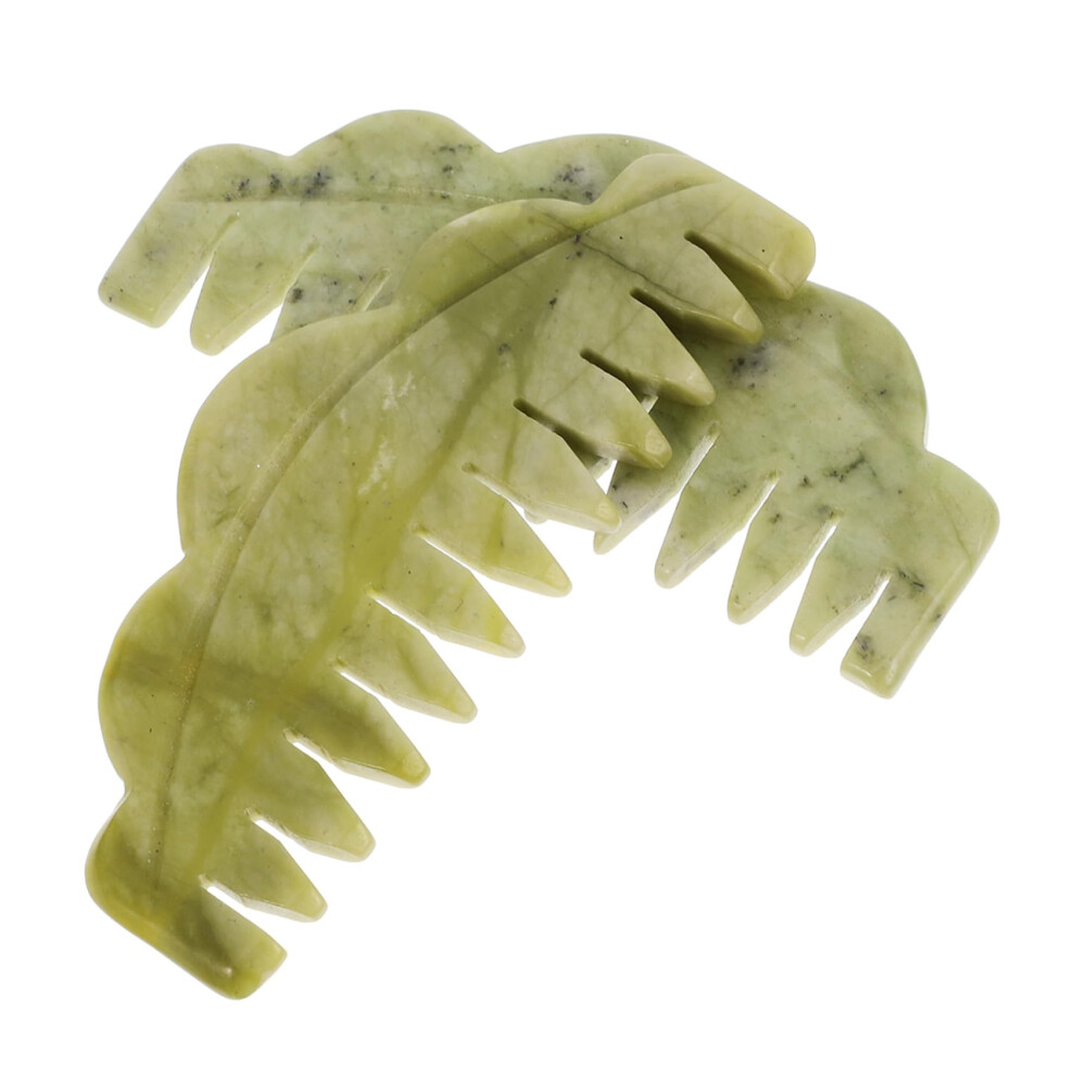 Unisex 2Pcs Natural Jade Hair Comb For Gentle Scalp Massage, Smooth Glide Teeth, Boost Relaxation