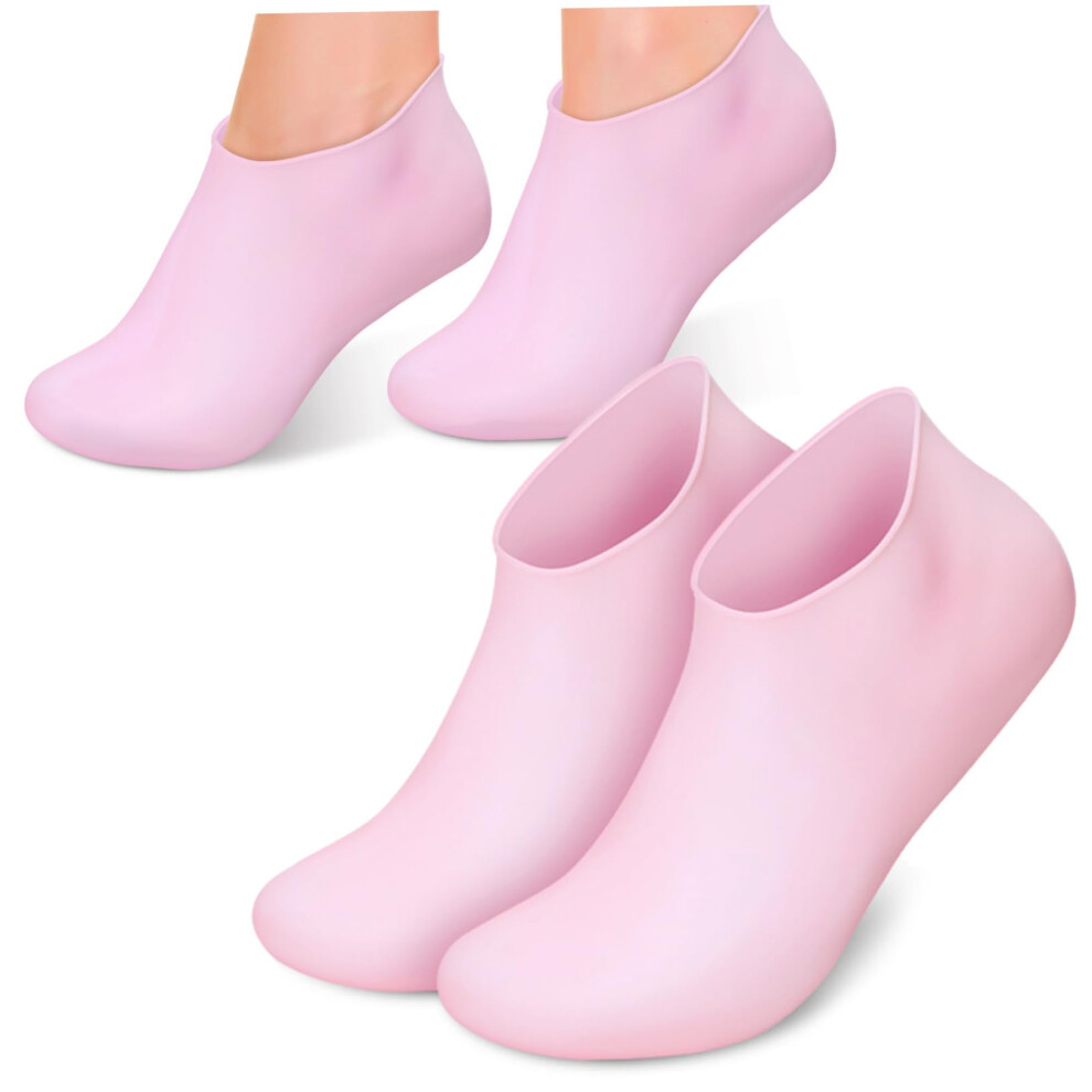 Silicone Moisturizing Socks for Dry Cracked Feet, Overnight Spa Socks with Deep Hydration, 2 Pairs
