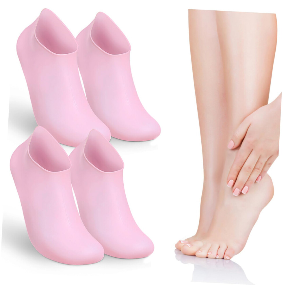 Silicone Moisturizing Socks with Gel Spa Hydration and NonSlip Sole for Dry Cracked Feet, 2 Pairs