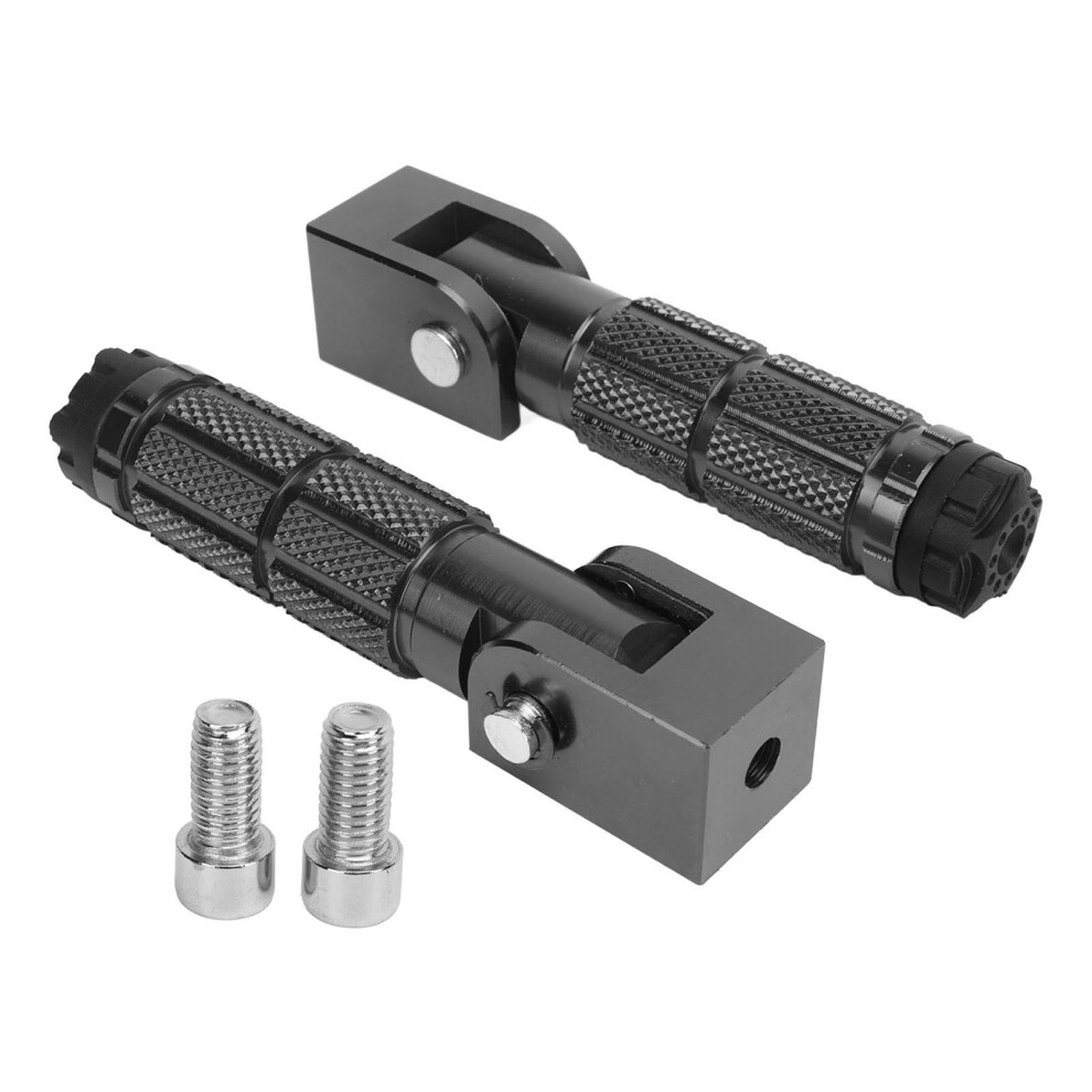 Universal Antislip Motorcycle Foot Pegs Set, Foldable Aluminium Alloy M8 For Atv Utv Go Kart Black 9365369555587