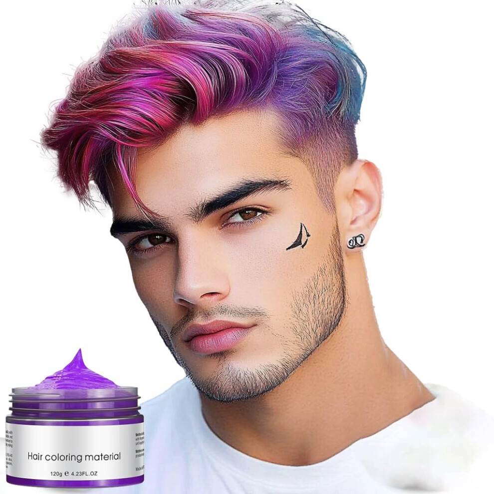 Purple Temporary Hair Color Wax Washable Dye For Kids And Adults Instant For Halloween And Cosplay