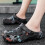 Men's Waterproof Garden Clogs with Bold Skull Print, AntiSlip Sole, Adjustable Strap, Size 10 Black 5