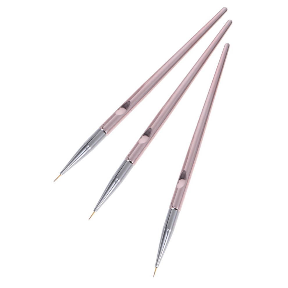 3pcs Nail Art Liner Brush Set for Precise Detailing and Flowers in Salon or Home Use