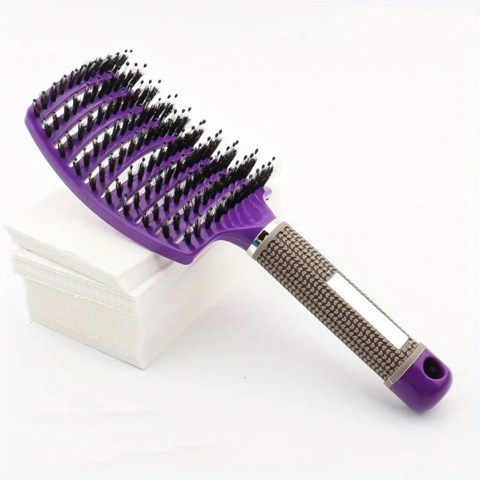 Purple Detangling Hair Brush For Wet Curly Hair With Ergonomic Grip And Scalp Massage Â