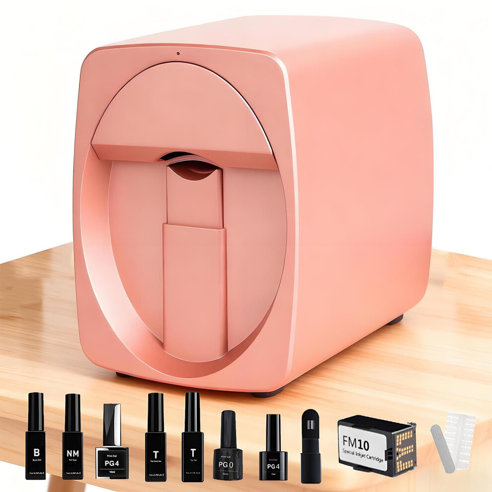 Pink Nail Art Printer 2400Dpi Smart Recognition Custom Photo Fast 20S For Home And Salon
