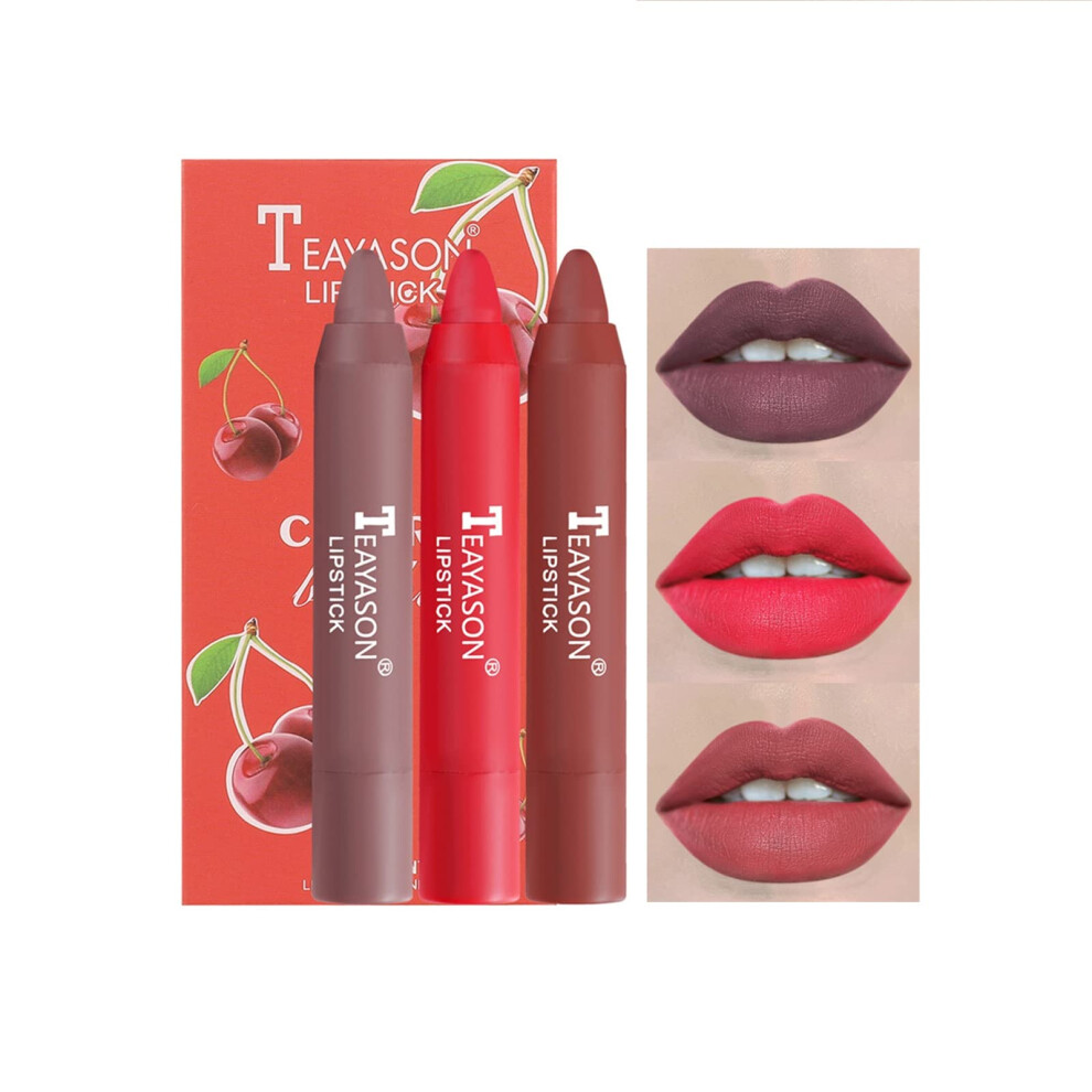 Cream Matte Lip Crayon And Velvet Nude Lipstick Set Long Lasting Waterproof Pigment For Women