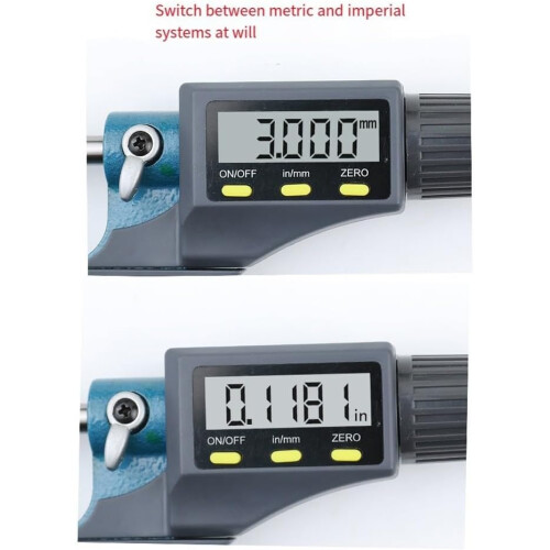 025mm Electronic LCD Digital Display Outside Micrometer, 0.001mm Resolution,  Accuracy, Inch/Metric Conversion 2