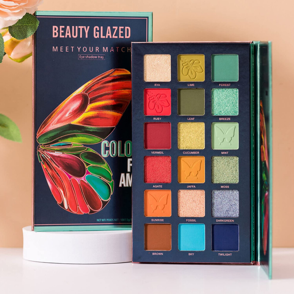18 Color Eyeshadow Palette Matte Shimmer Glitter Waterproof LongLasting Pigmented Makeup Palette