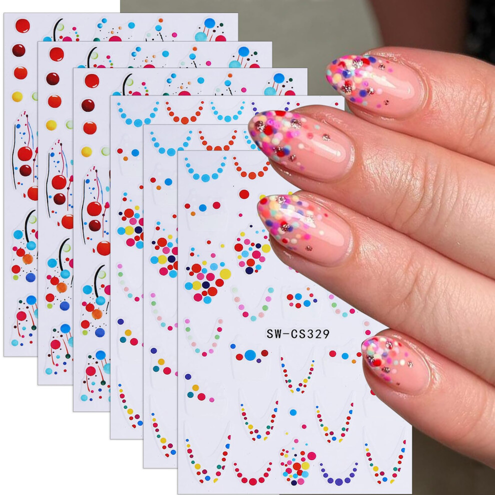 Christmas Nail Stickers Polka Dot Nail Art Decals SelfAdhesive Holiday DIY Manicure 6PCS