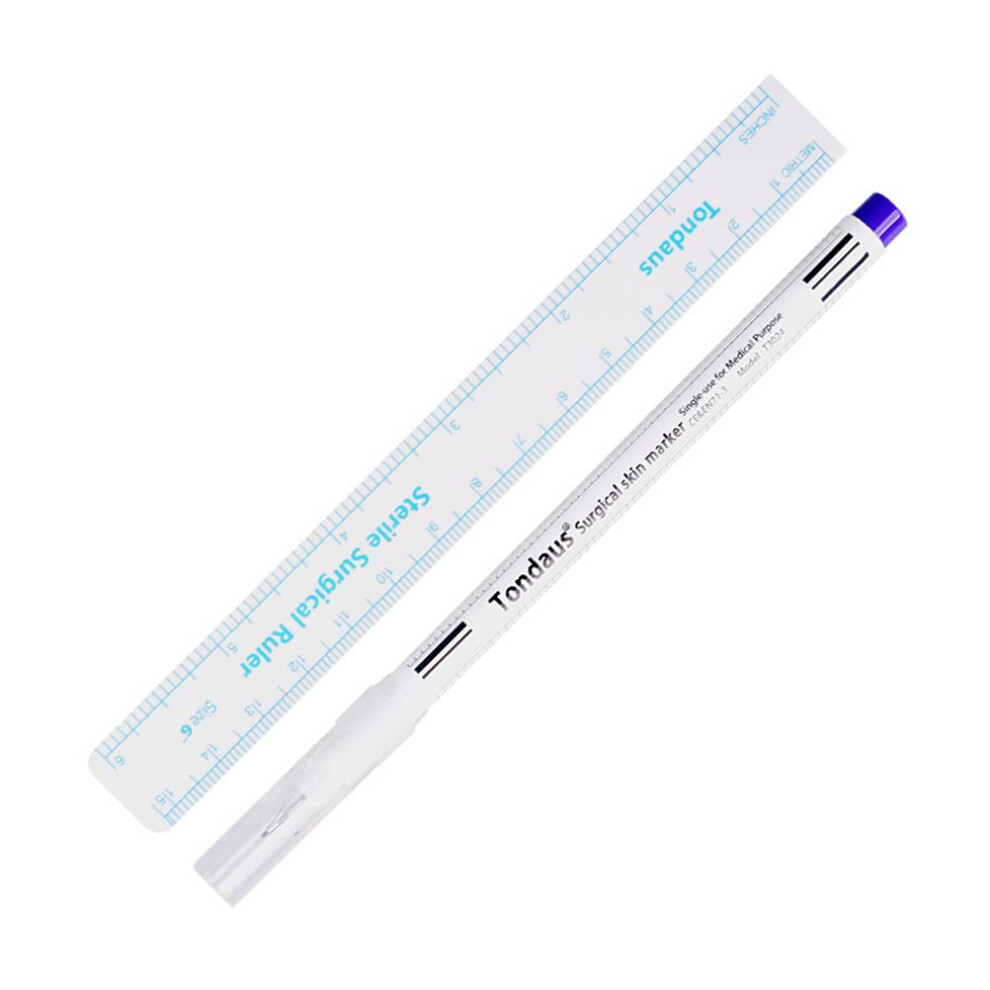 Eyebrow Tattoo Pen with Precision 0.5mm Tip, Waterproof Purple Ink and Builtin Ruler for Mapping