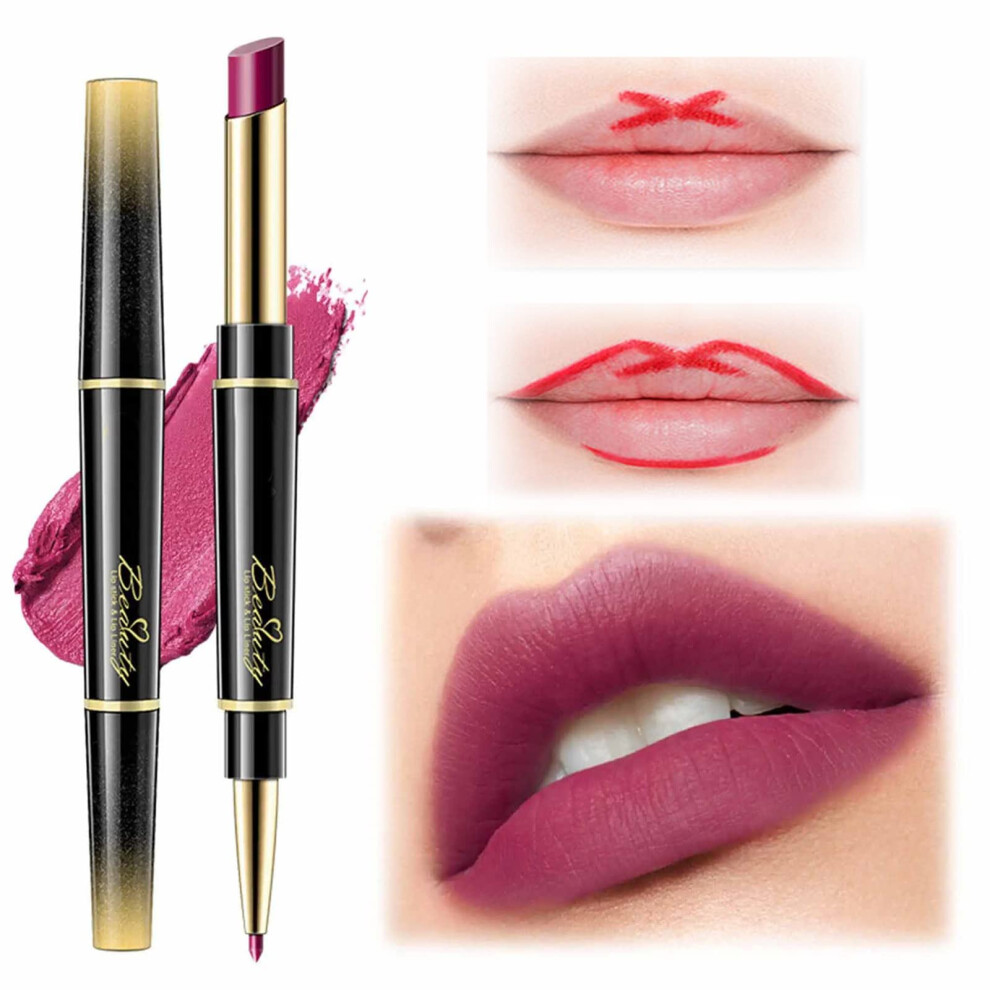 DoubleEnded Lip Liner and Matte Lipstick Set, LongLasting Smudge Proof, 14 Versatile Shades