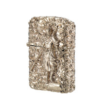 Embossed Black Old Retro Kerosene Lighter 16Hole Windproof Retro Style Men's Lighter