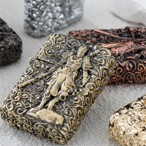Embossed Black Old Retro Kerosene Lighter 16Hole Windproof Retro Style Men's Lighter 2