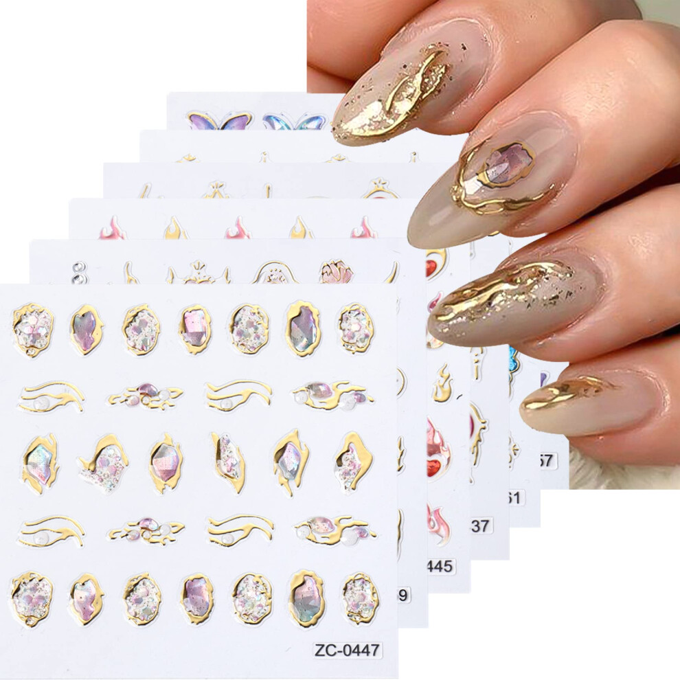 5D Nail Art Stickers with Bronzing Holographic Finish, SelfAdhesive Butterfly and Star Decals for DIY Manicure