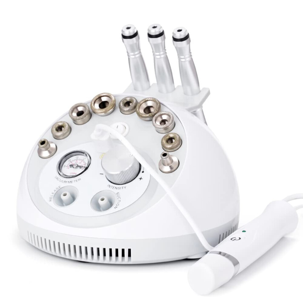 3 in 1 Professional Diamond Microdermabrasion Machine with Eye Massager and 9 Tips for Home Facial Care