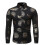 (S,Black)Men Shiny Slim Fit Floral Print Shirts 1