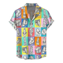 (2XL,A)Mens Button Down Shirts Funny Printed Hawaiian Beach Tops Novelty Ugly Gag Gift