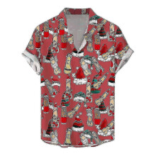 (4XL,D)Mens Button Down Shirts Funny Printed Hawaiian Beach Tops Novelty Ugly Gag Gift