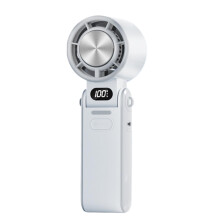 Handheld Fan Rechargeable, Stepless Speed, Adjustable, Foldable Portable Fan For Desk, Camping, Travel, Outdoor, White