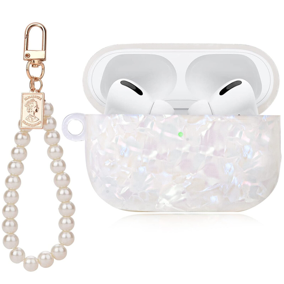 Pearl Wrist Chain Bling Marble Design Hard Tpu Cover Compatible With Earbuds Pro 2Nd Gen 2022 9365369557444