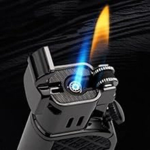 Dual Flame Portable Soft Jet Flame Switch Lighter Butane Refillable Adjustable Flame Blue Fuel Not Included 1