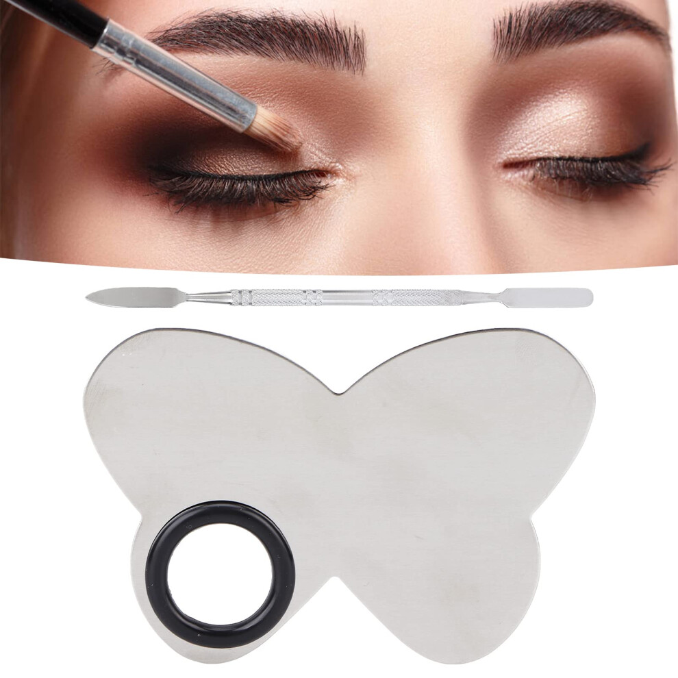Makeup Mixing Palette Stainless Steel with Dual Ended Spatula Ergonomic Grip for Makeup Artists