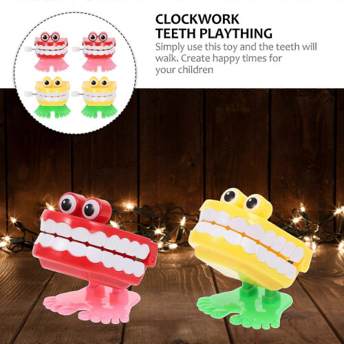 4Pcs Creative Teeth Shape Clockwork Toys Funny Wind-up Tooth Playthings 2