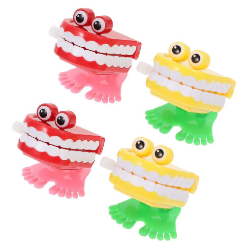4Pcs Creative Teeth Shape Clockwork Toys Funny Wind-up Tooth Playthings 1