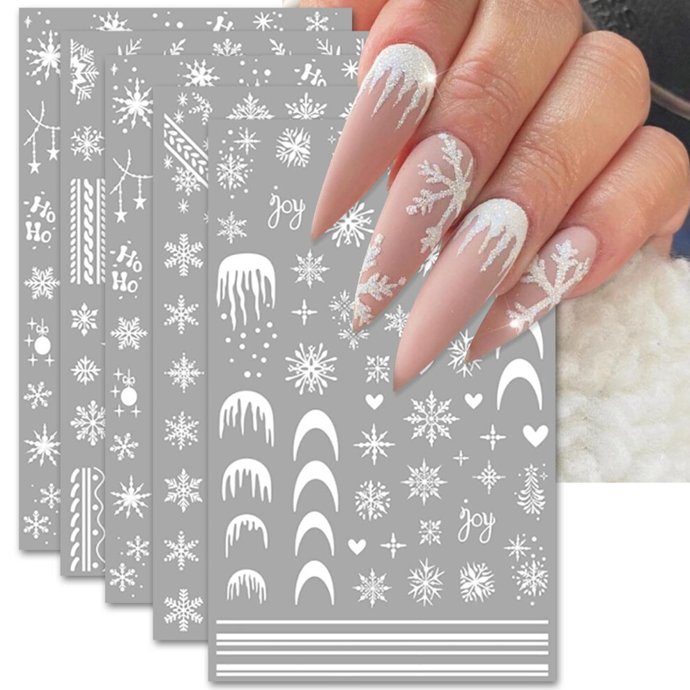 Christmas Nail Stickers 3D SelfAdhesive Snowflake Santa Snowman Decals for Winter DIY Manicure 6 Sheets