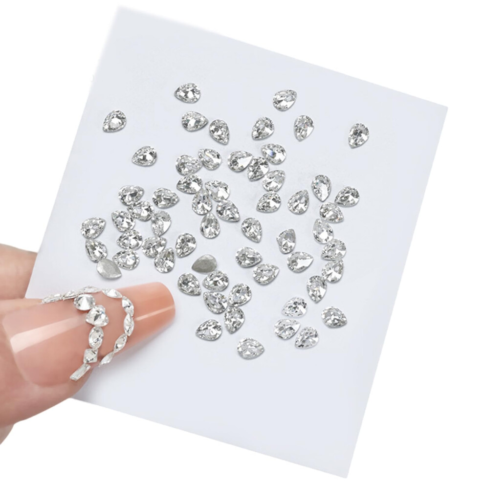 50 Pcs Mixed Shape Flat Bottom Nail Rhinestones Crystal Nail Art Decorations Set