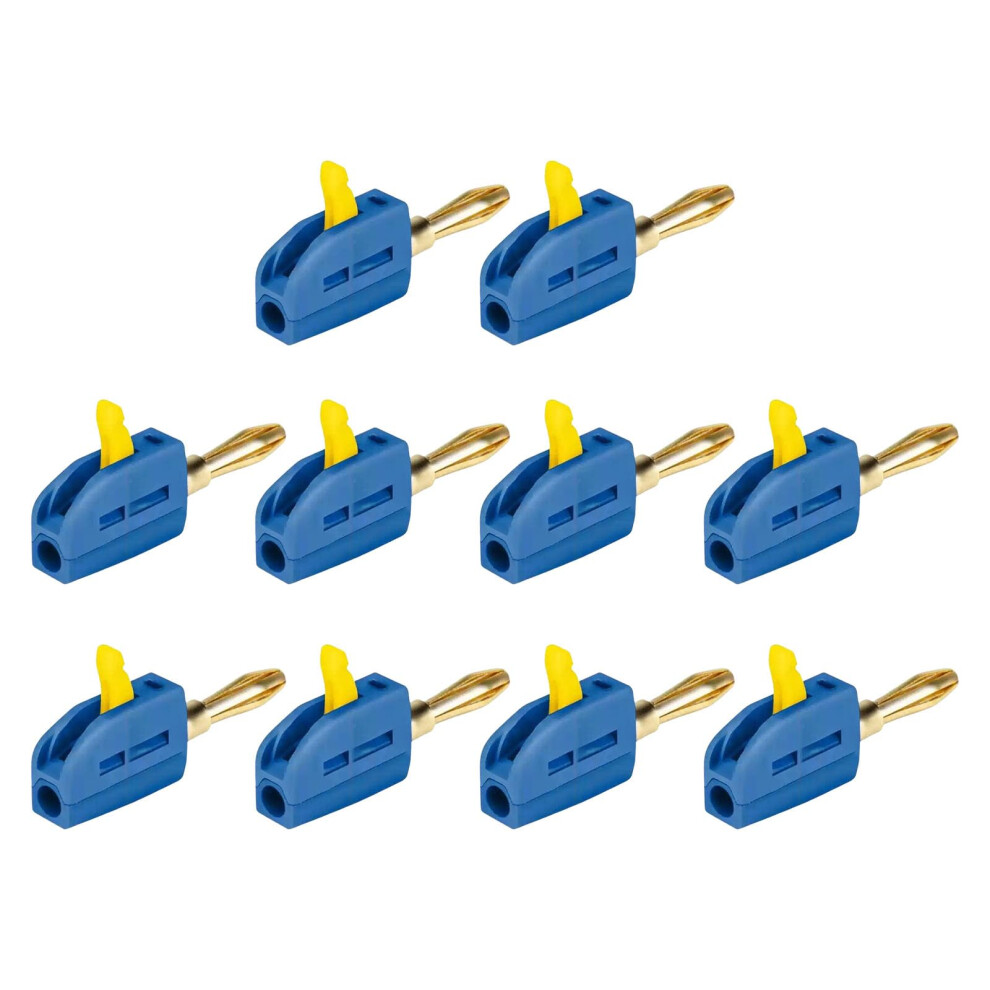 10Pcs 4Mm Banana Plugs 32A Gold Plated Quick Connect For Power Testing Equipment Blue 9174973680079