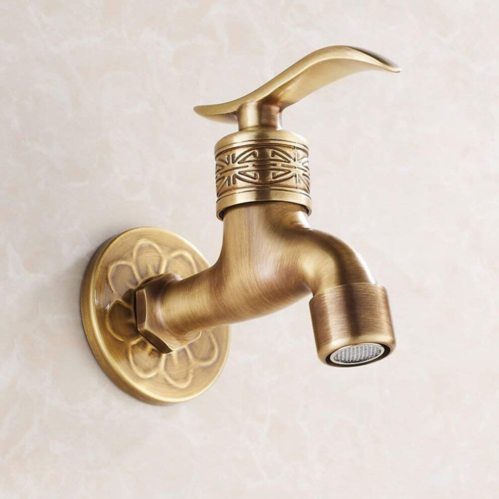 Vintage Brass Wallmounted Cold Water Faucet Lavatory Sink Tap For Mop Pool Retro Bathroom Classic Design Easy Install 9174973680437
